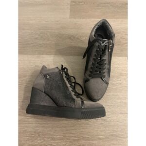 Lumberjack Womens Grey Glitter Wedge Sneakers SW24705-002-Q03 Size 38